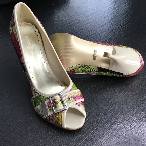 👠 CATWALK high heels shoes, gold/multi coloured size 9 - Picture 2 of 9
